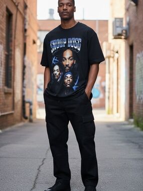 Snoop Dogg Death Row Records Rap Tee Vintage Style Hip Hop Graphic Black T‑Shirt